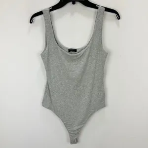 NEW Naked Wardrobe Tank Bodysuit Stretch Jersey Viscose Gray Scoopneck Large thumbnail 2