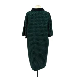 Zara Jacquard Polo Short Sleeve Tee Shirt‎ Dress Green Black Size Medium thumbnail 7
