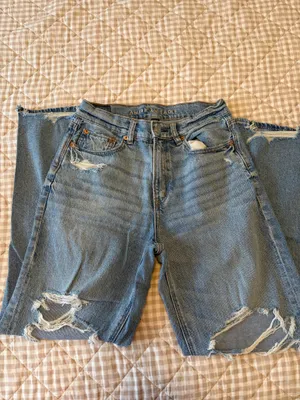 American Eagle Baggy Straight Jeans Distressed Leg thumbnail 2