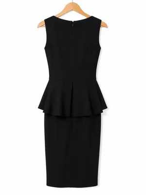 Eliza J Black Peplum Y2K 2010 Dress Size 2 Embellished rhinestone neck LBD thumbnail 2