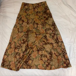 Vintage Floral Brown Maxi Skirt LizSport Size 4 thumbnail 1