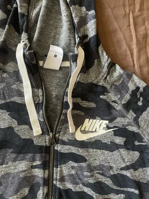 Nike Women's Sportswear Gym Blue Camo-Print Hoodie/ Jacket Lightweight thumbnail 4