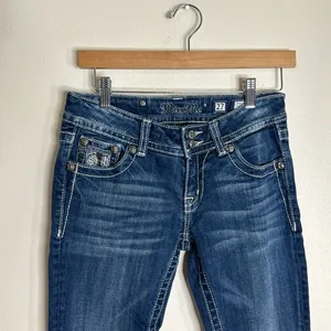 Miss Me ladies bootcut denim jeans‎ with studded bling gem pockets size 27 thumbnail 3