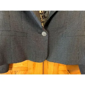 WD.NY Long Sleeve Black White Houndstooth Blazer Jeweled Buttons Size 14 (8756) thumbnail 2