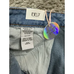 NWT BBJ Denim Shorts Womens 7/28 Glitter Distressed Ripped Cut Off High Rise thumbnail 9