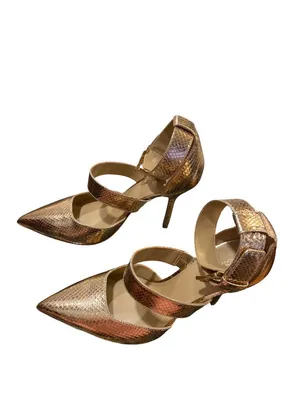 Michael Kors wms authentic gold croc design 4" stilleto heels shoes sz 8M SKU 10 thumbnail 4