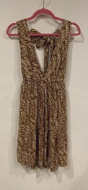 House Of Harlow 1960 Dress Womens Small Brown Animal Print Tie Back Sundress thumbnail 1
