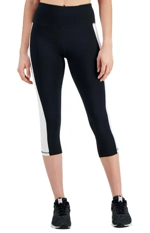NWT Id Ideology Petite Colorblocked Cropped Capri Leggings Noir White / Black PM thumbnail 1