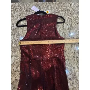 Avec Les Filles Burgundy Sequin-Embellished Crewneck Sleeveless Dress Size 6 thumbnail 9