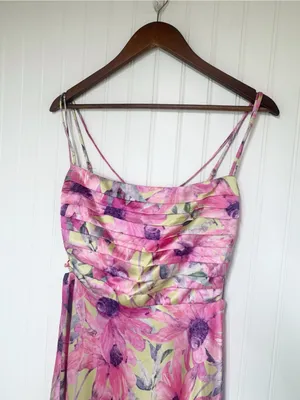 ASTR Antlia Pink Floral Spaghetti Strap Midi Dress Medium Wedding Guest Formal thumbnail 5