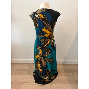 Danny & Nicole Teal Floral Cowl Neck Maxi Dress Sleeveless Belted XS thumbnail 2