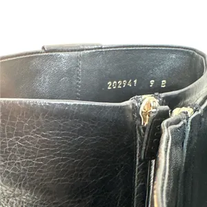 Vintage Gucci 202941 Black Leather Crest Medallion Knee High Boots 9B thumbnail 7