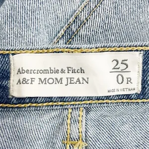 Abercrombie & Fitch A&F Mom Jean Button Fly Crop Medium Wash Raw Hem Size 25 | 0 thumbnail 6