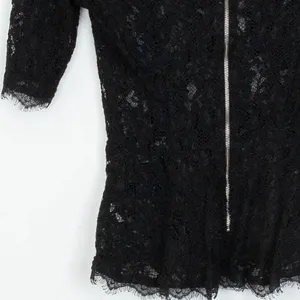Aritzia Womens Babaton Eyelash Lace Peplum Short Sleeve Top Size‎ XS Black Goth thumbnail 7