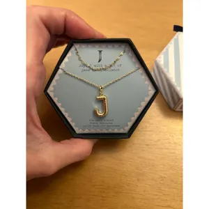 New Women’s or Girls Gold Dipped Cubic Zirconia “J”Charm Necklace 16-18” +3” ext thumbnail 4