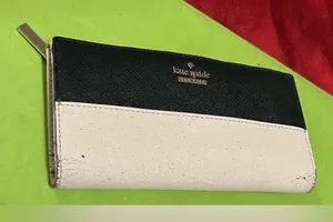 Kate Spade Black & Cream Wallet-Preowned-see wear in pics-Will heavily discount thumbnail 3