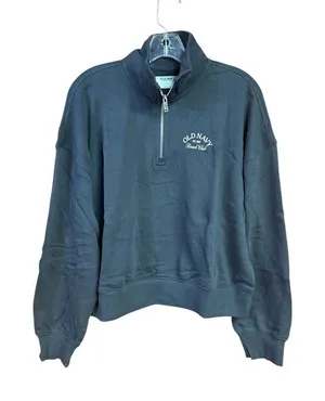 Old Navy SoComfy Oversized Logo Half-Zip Sweatshirt Gray Sz M NWT thumbnail 1