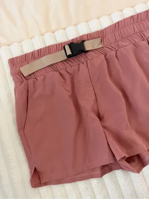 BearPaw Dusty Rose Athletic Elastic Waist Shorts with Belt thumbnail 2