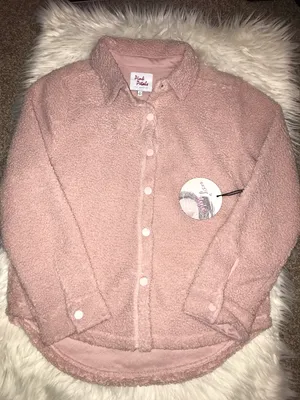 Boutique NWT Pink Petals Los Angeles light Pink sherpa coat jacket thumbnail 2