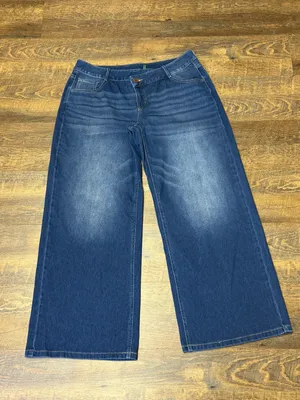 Halara Flex Denim Asymmetric Low Rise Button Zip Wide Leg Jeans Womens Large thumbnail 3