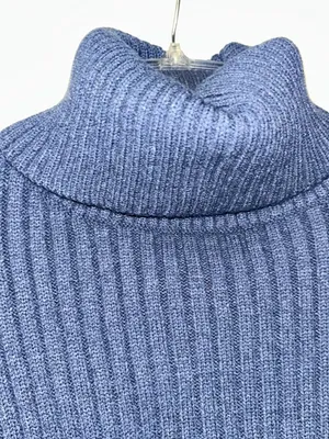 Blue Ribbed Knit Sweater Dress Women's Small thumbnail 2