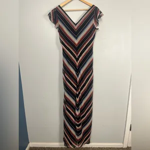 Lauren Ralph Lauren Womens Blanket Stripe Georgette Gown black Size 8 thumbnail 5