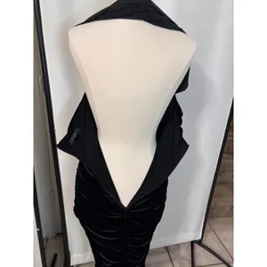 Club L London Seductress Square Neck velvet Ruched Midi Dress Black Sz 10 sexy thumbnail 10
