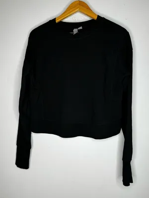 sweaty betty Size 0-2 Black Crew Neck Long Sleeve Sweatshirt CP0528‎ thumbnail 1