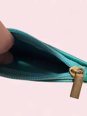 Teal and Pink Card Pouch Keychains with Gold Script thumbnail 4
