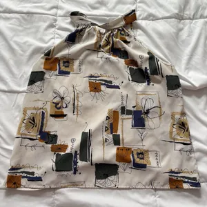 Womens Blouse Top XL Floral Geometric Boho‎ Hippie Beige Sleeveless Fairy Whimsy thumbnail 1