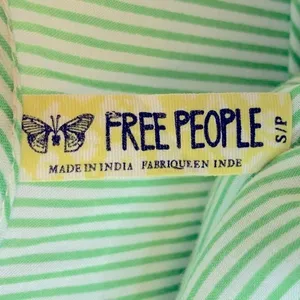 Free People Flutter Away Green Stripe‎ Ruffle Dress Size S thumbnail 11