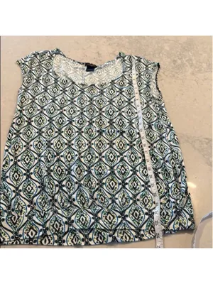 Ann Taylor Green and Blue Patterned Top Medium thumbnail 7