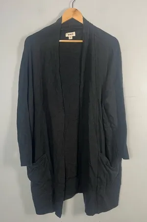 Pact 100% Organic Cotton Grey Open Front Cardigan Minimalist Large Pockets M/L thumbnail 1