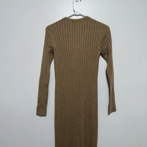 Club Monaco Camel Rib Knit Cardigan‎ Midi Sweater V-Neck Dress Size Small thumbnail 7
