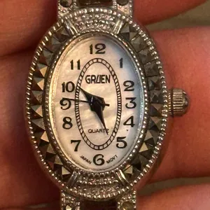 Vintage Gruen silver tone Marcasite watch thumbnail 6