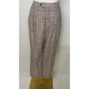 Lost + Wander Women Plaid High Waisted Trousers Tan Blue Multi Size M WPLS4008 thumbnail 11
