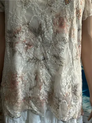 Brittany Black Floral Lace Overlay V-Neck Top Blouse Women’s SM thumbnail 8