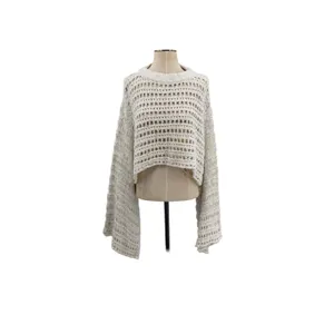 Free People Caught Up Crochet Bell Sleeve Crop‎ Sweater Boho Womens Size Small thumbnail 3