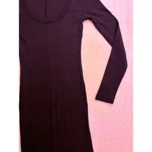 ASOS Design Maxi Dress Womens 4 Black Ribbed Long Sleeve Scoop Neck Bodycon thumbnail 3