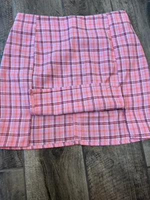 SHEIN Pink Plaid Skirt thumbnail 9