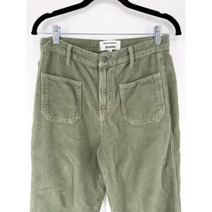 Reformation Alyssa High Rise Wide Leg Corduroy Pants Green 27‎ Organic Cotton thumbnail 3