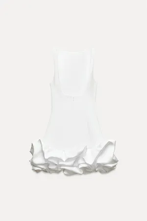 Zara dress mini white fitted bodycon with ruffled skirt party evening wedding thumbnail 15