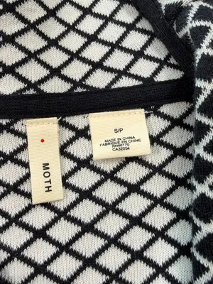 Moth Anthropologie Black & White Jacquard Moto Jacket with Asymmetrical Zipper thumbnail 6