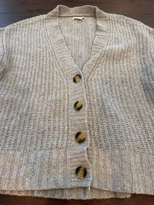 American Eagle Outfitters Light Gray Cropped Cardigan Size Small - C33-044 thumbnail 3