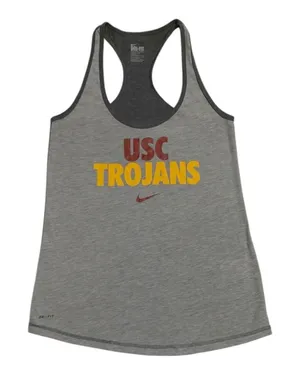 Nike USC Trojans Women Gray Dri-FIT Racerback Tank Top Small W52271 thumbnail 1