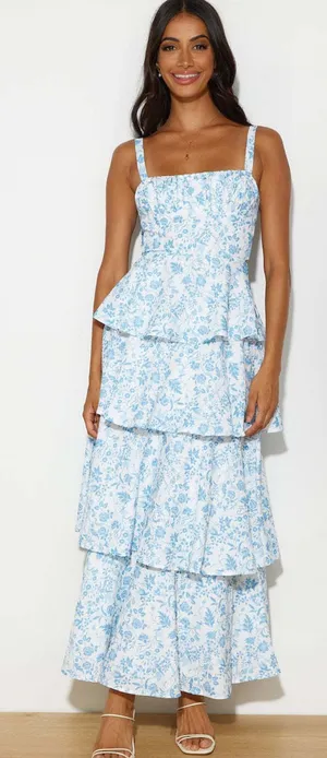 Showpo Blue Floral Dress 2 thumbnail 1