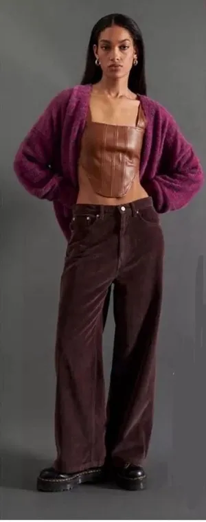 BDG Urban Outfitters‎ High & Wide Corduroy Pants Size 26 in Brown/Purple thumbnail 1
