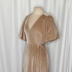 BALTIC BORN Meghan Velvet Wrap Maxi Dress Champagne Holiday Party Stretch Large thumbnail 7