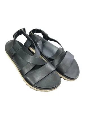 Sorel wms black leather open toe casual sandals shoes sz8 SKU 9997 thumbnail 16