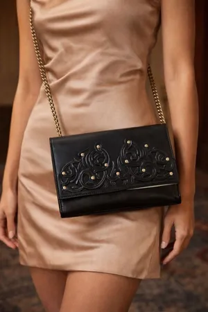 Patricia Nash Leather Clutch Crossbody Chain Bag Studded Italian Leather thumbnail 1
